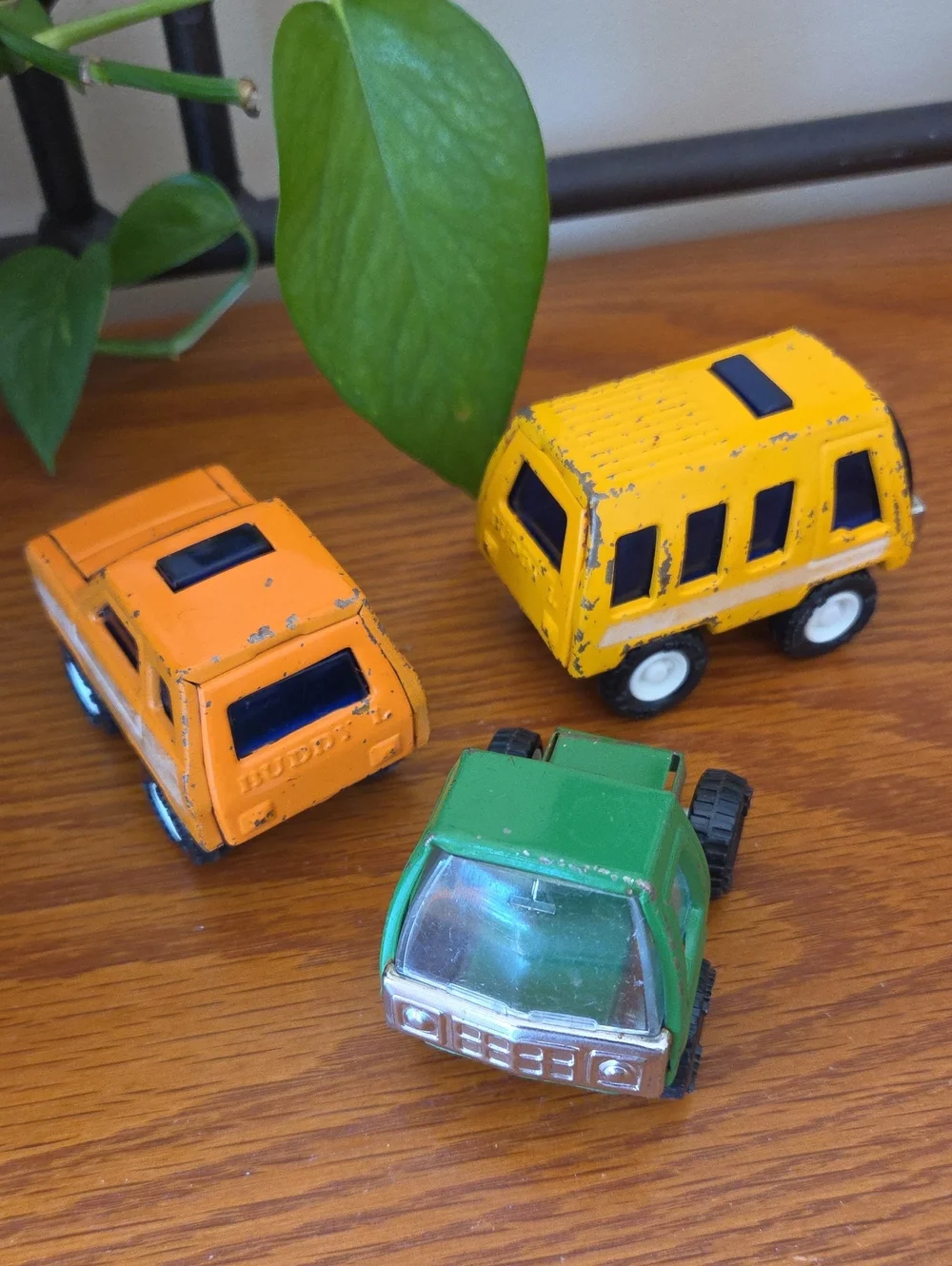 Vtg (3) Buddy L Mini Metal Vehicle Set - Yellow, Orange & Green